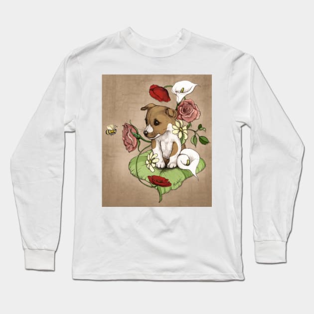 Puppy Posie Long Sleeve T-Shirt by micklyn